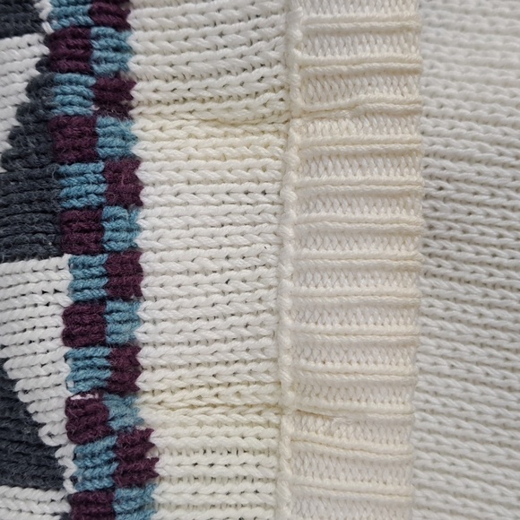 Vintage London Fog Towne Women's grandma stripe white LG tight knit sweater - Picture 5 of 5